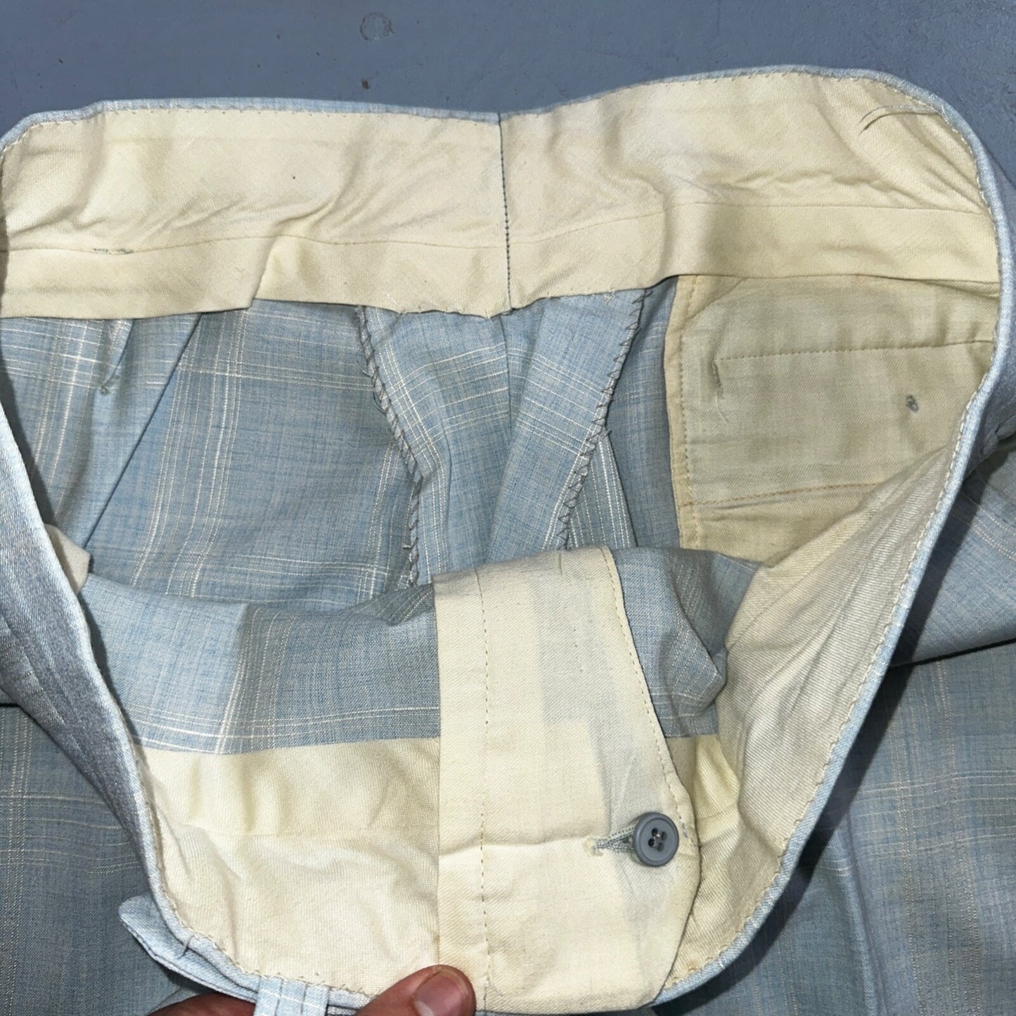 VTG Mens 3 PC Suit 44 Jacket Coat Pants Vest Plaid Rockabilly 70s Stained