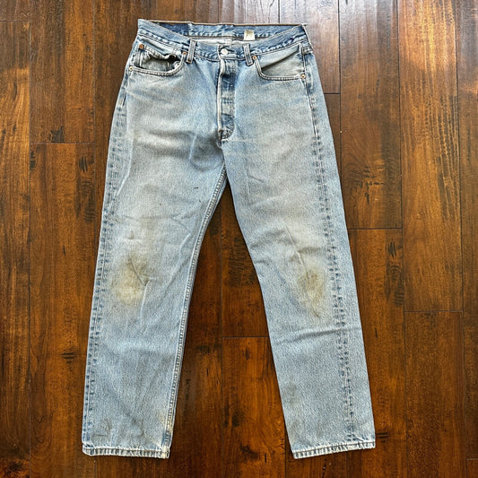 Levis 501 Vintage 90s Straight Leg XX Columbia Jeans 33x30 Light Wash Act 30x29