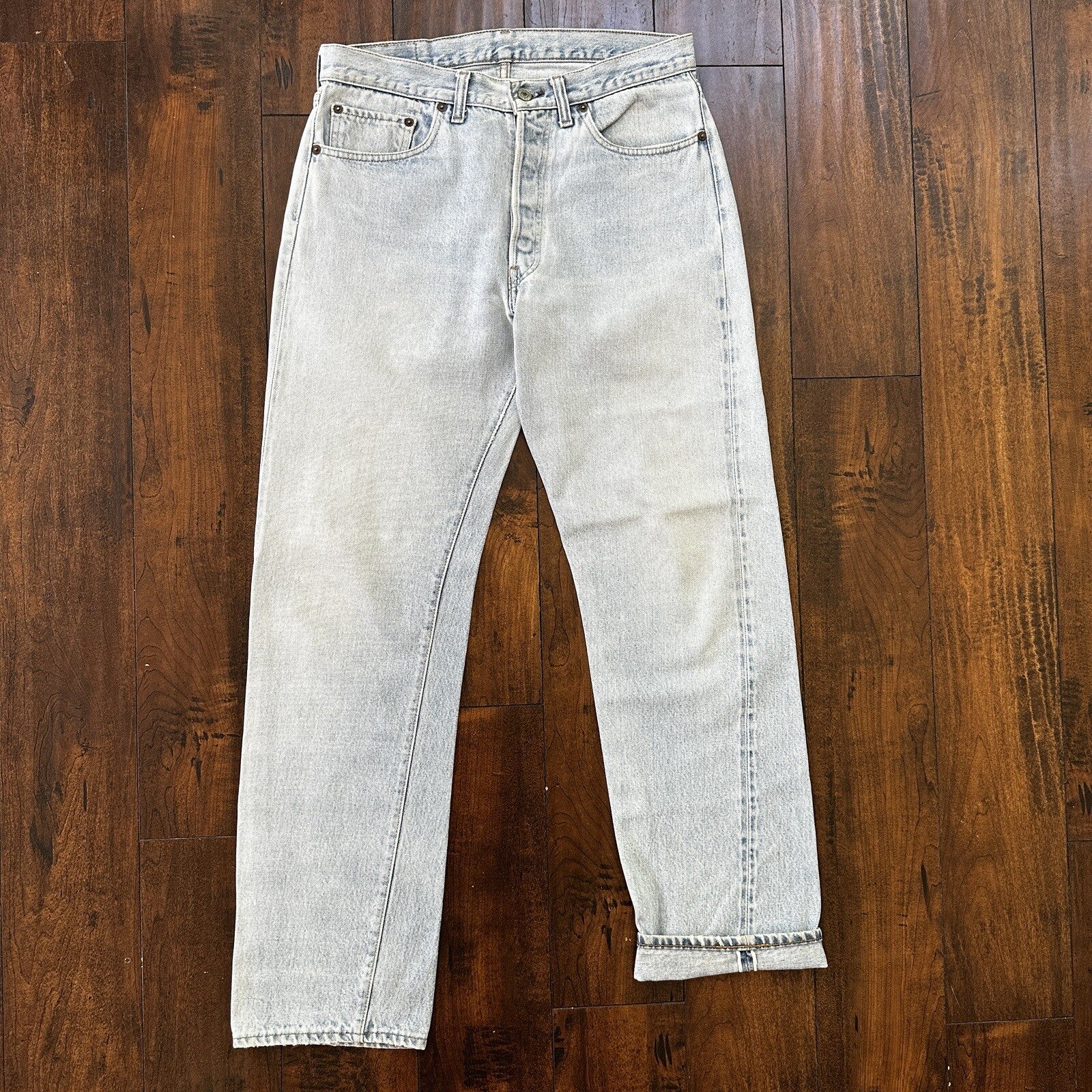 Levis Vintage 80s Redline Selvedge USA 501 XX Jeans Light Wash 34x36 Act 32x31