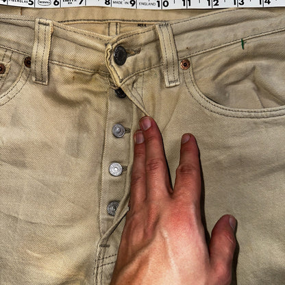 Levis 501 Vintage 90s USA XX Straight Leg Jeans Khaki Light Wash 31x30 Act 31x29