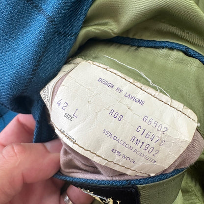 1960s 1970s Blue Pinstripe VTG Suit Jacket Sportcoat 42 Wool Checker Rockabilly