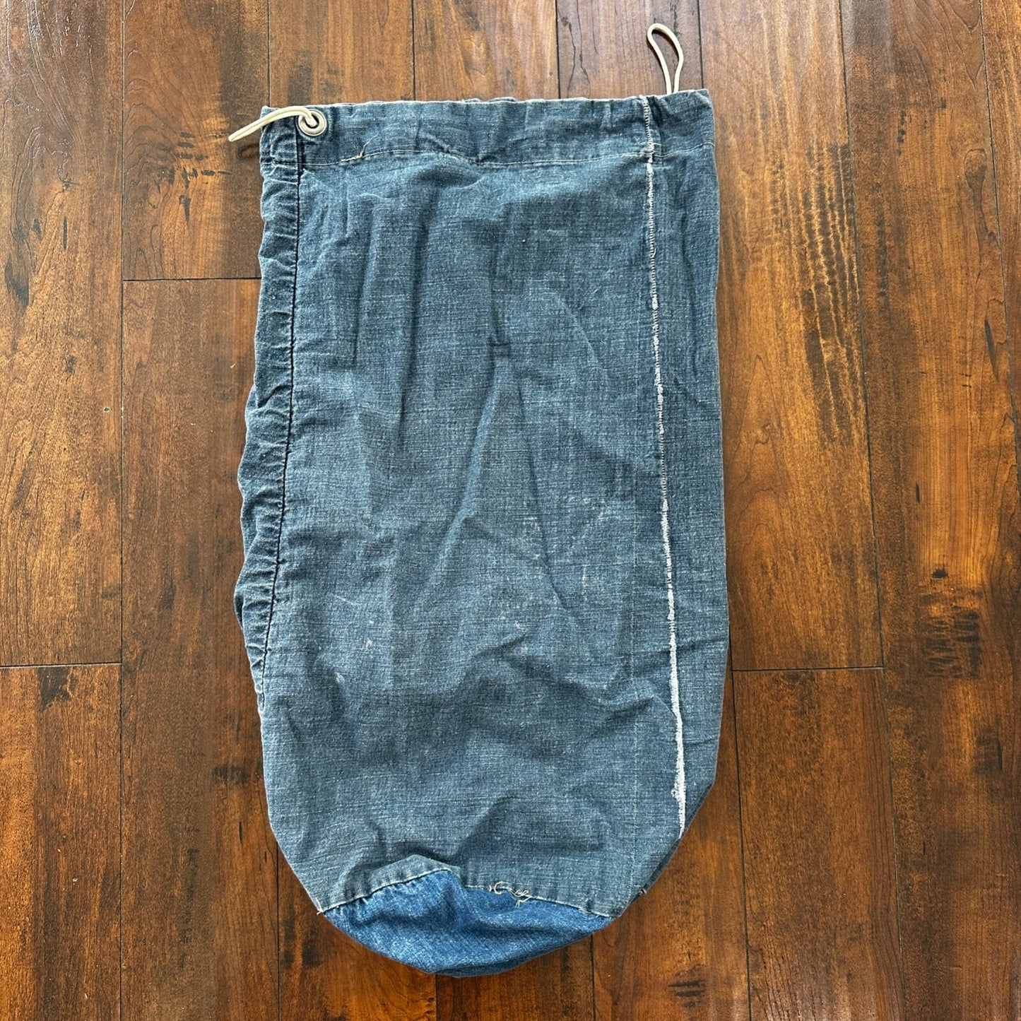 VTG WWII Indigo Denim Garment Laundry Bag Rare Military 1940s 40s 50s Thrashed