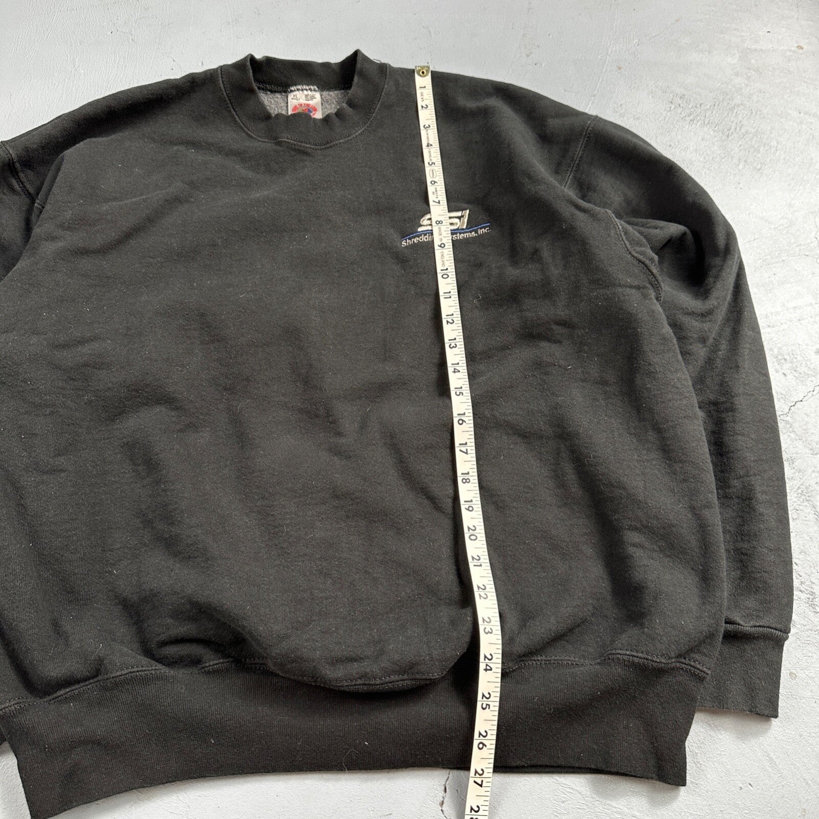 Fruit of the Loom Sweatshirt 90s VTG Crewneck USA Solid Black Blank Shredding XL