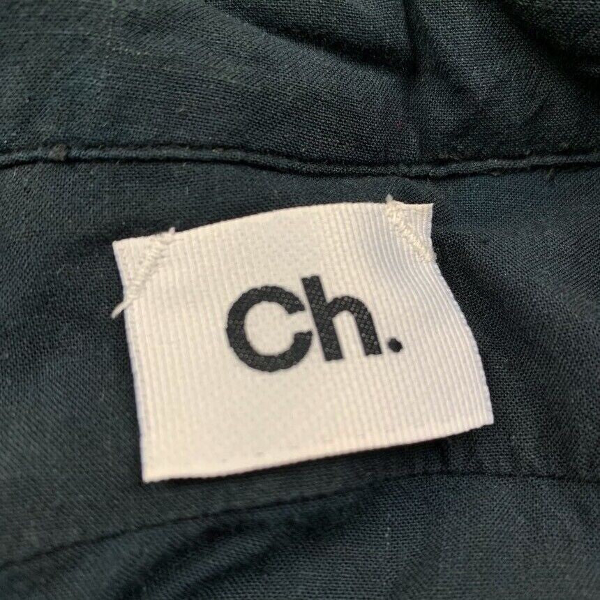 CH Carolina Herrera Black Flower Floral Button Down Dress Shirt Mens Rough VTG