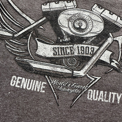 Harley Davidson USA Motorcycle Vintage Style T Shirt Kauai Hawaii Skulls