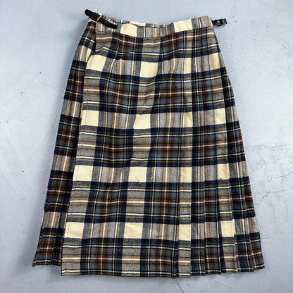 Vintage O'Neill of Dublin 100% Wool Tartan Skirt Size 14 Made in Ireland Pleated