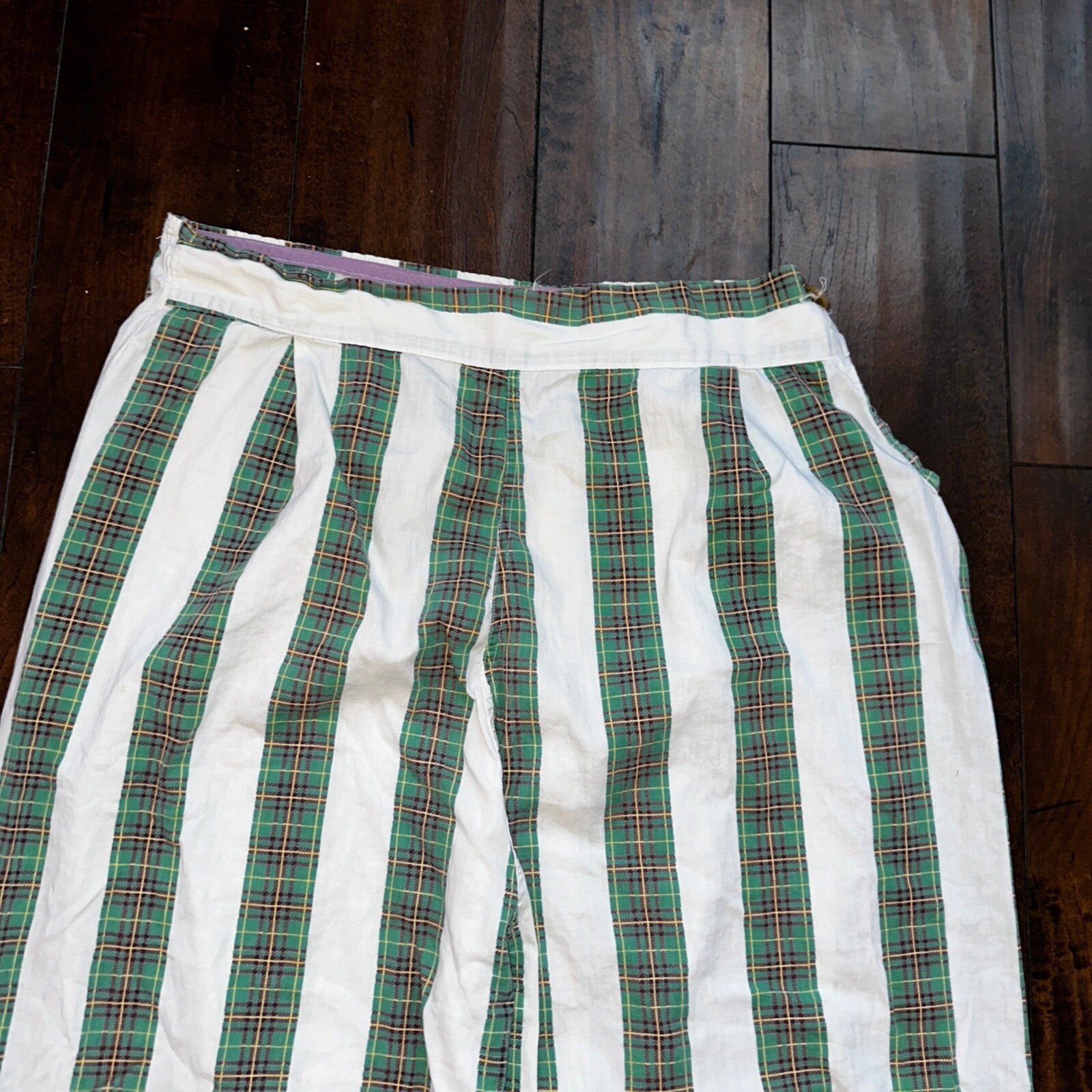 Vintage 50s 60s Tommies Sanforized Sleepwear Pajamas Pair Pants Top Cotton Green