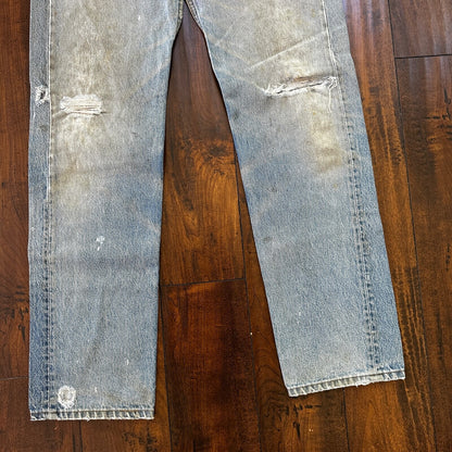 Levis 501 Vintage 90s Straight Leg XX USA Jeans 32x36 Thrashed Wash Act 30x31