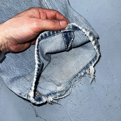 Levis 501 Vintage Y2K XX Straight Leg Jeans Rips Blue Light Wash 46x32 Act 42x28