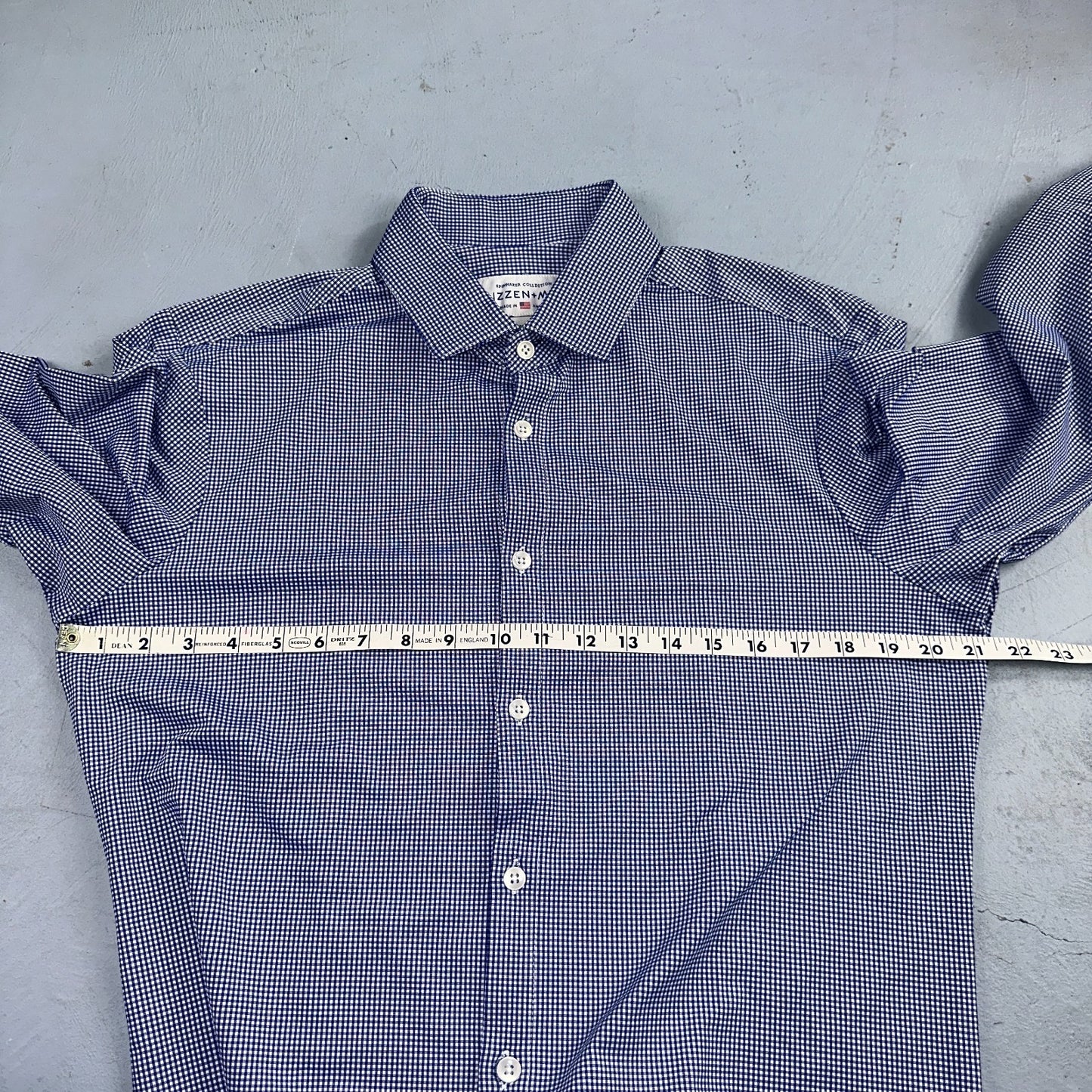 Mizzen Main Spinnaker Collection Shirt Mens L Trim Fit Navy Gingham Performance