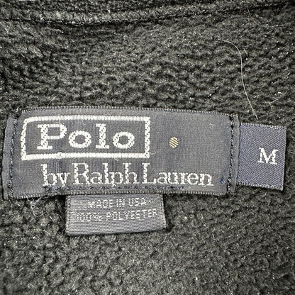Polo Ralph Lauren Vintage 90s M Black 1/4 Zip Large Fleece Pullover Made in USA