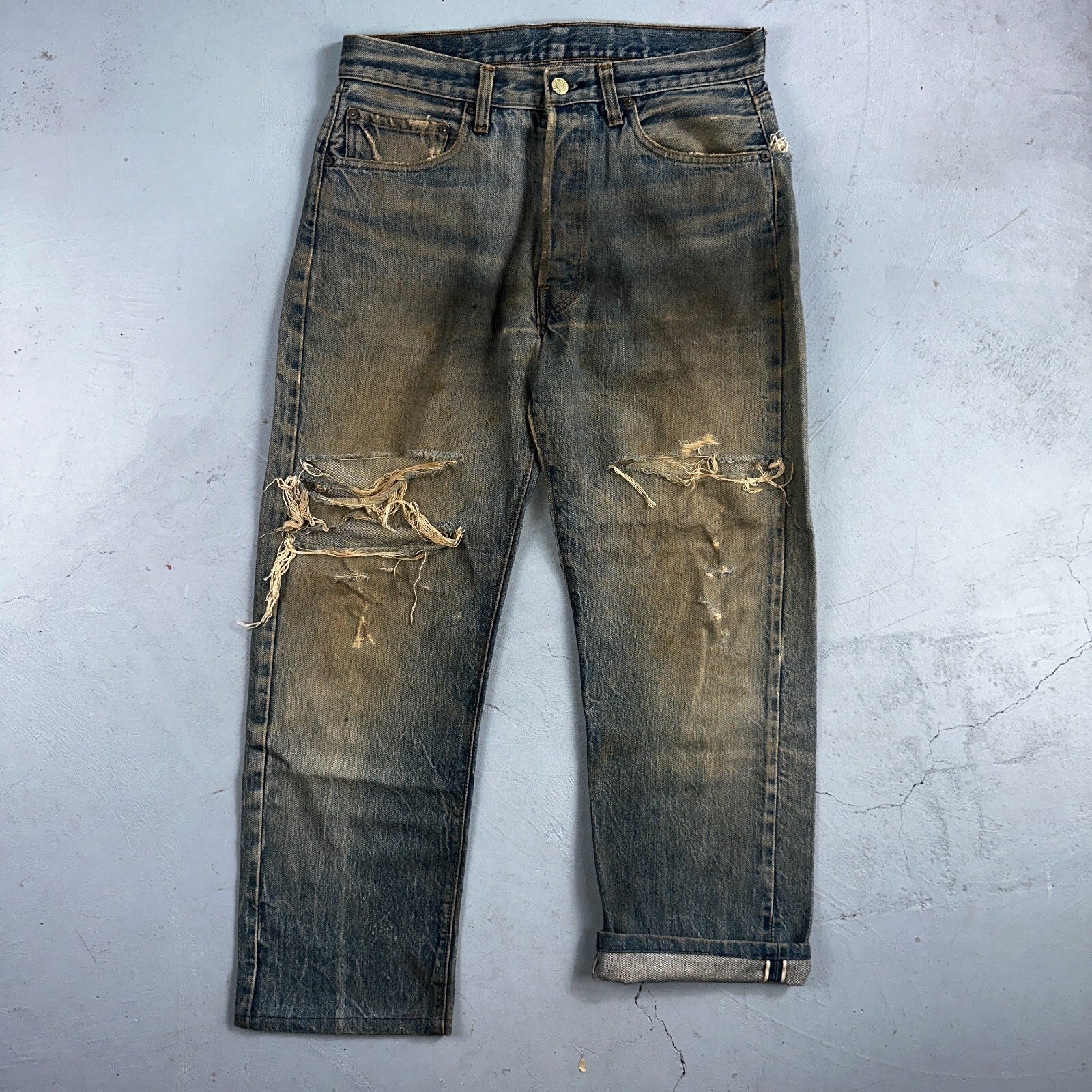 Levis 501 Vintage 80s Redline Selvedge USA XX Jeans Med Wash 34x38 Act 31x27