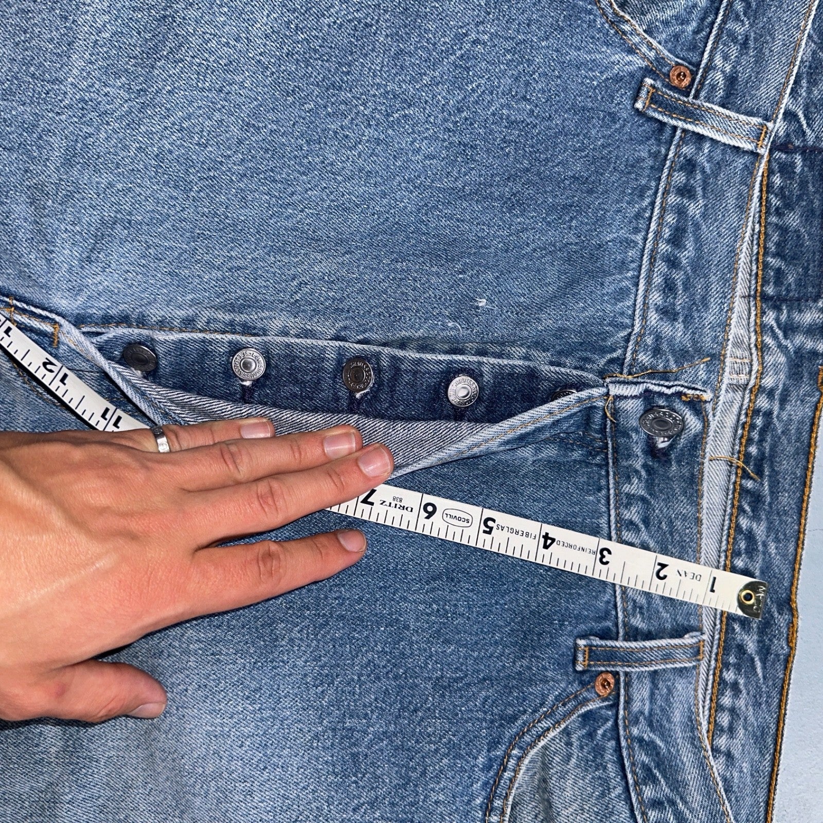 Levis 501 Vintage 90s USA XX Straight Leg Jeans Blue Light Wash 46x32 Act 42x28