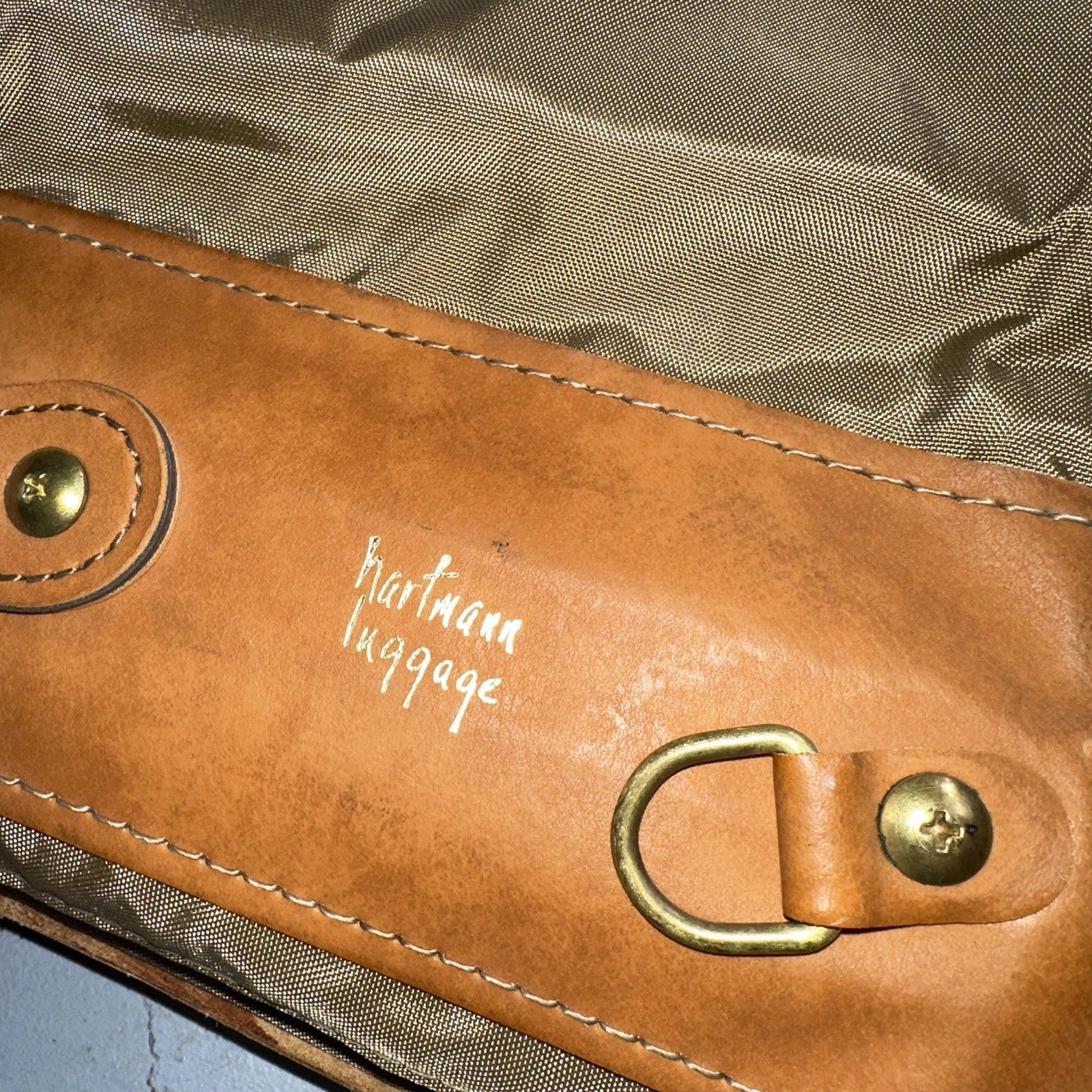 VTG Hartmann Garment Suit Bag Carry On Leather & Nylon 25x40 Luggage Hang up