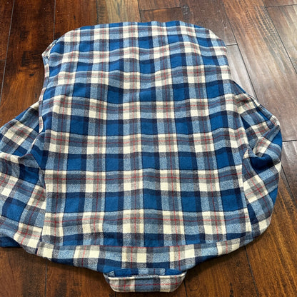 PENDLETON VTG LODGE WOOL FLANNEL L/S SHIRT 80s 70s USA Plaid sz L Shirt