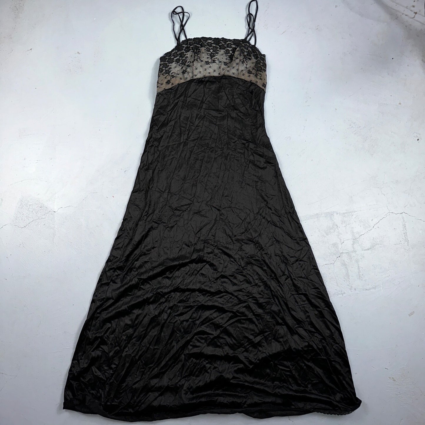 VTG Hydons 1970s Lingerie Slip Dress Sleepwear Full Sweep Nightgown Lace USA