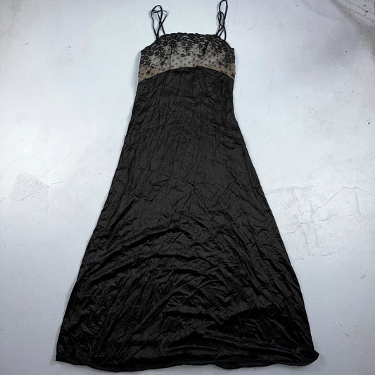VTG Hydons 1970s Lingerie Slip Dress Sleepwear Full Sweep Nightgown Lace USA