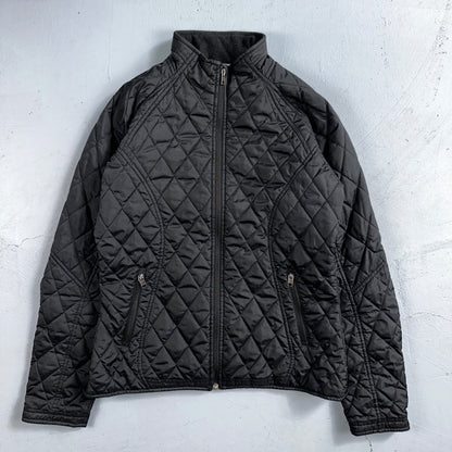 Nike Jacket VTG Womens M Black Quilted Full Zip Mock Neck Pockets Y2K 2000s