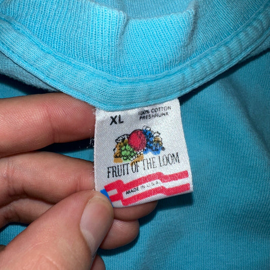 Fruit Of The Loom Long Sleeve Blank VTG T Shirt Lot XL Blue Thrashed Grunge