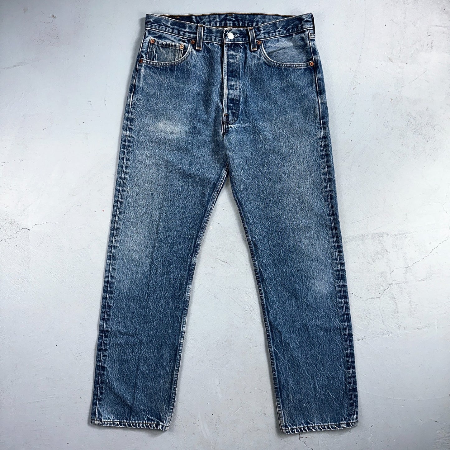 Levis 501 Vintage 90s USA XX Straight Leg Jeans Blue Med Wash 35x34 Act 32x30