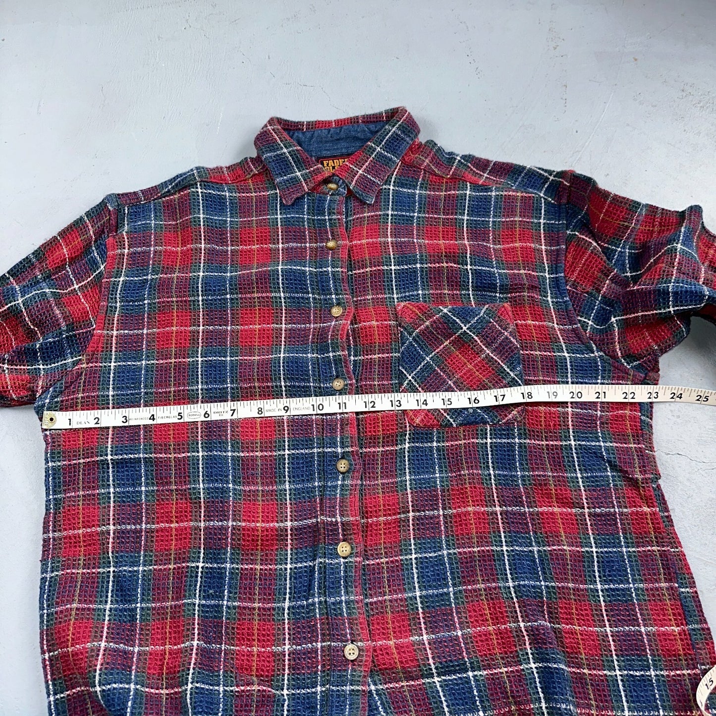 VTG 90s Faded Glory Womens Size L Plaid Long Sleeve Button Up Collar Shirt 1990s