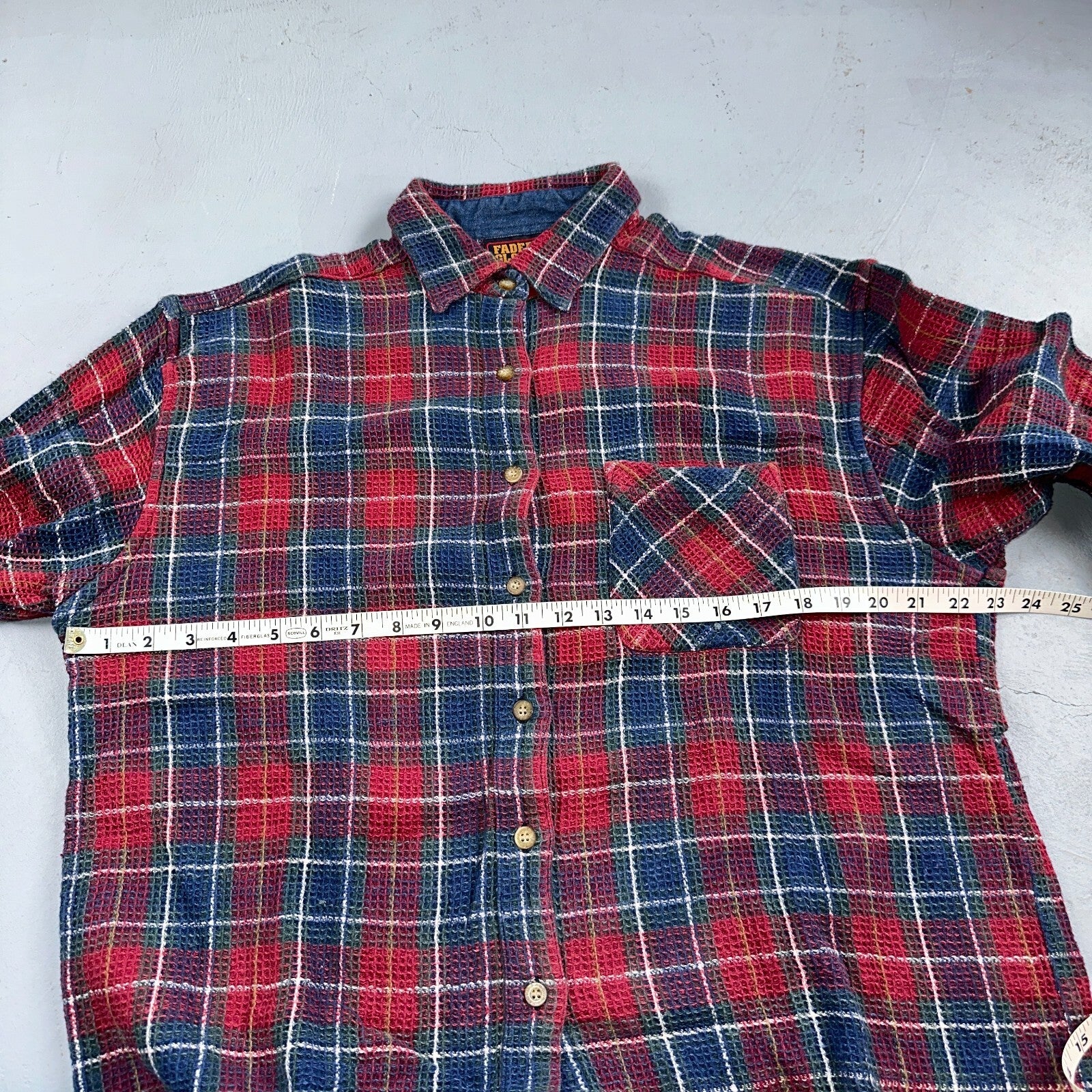 VTG 90s Faded Glory Womens Size L Plaid Long Sleeve Button Up Collar Shirt 1990s