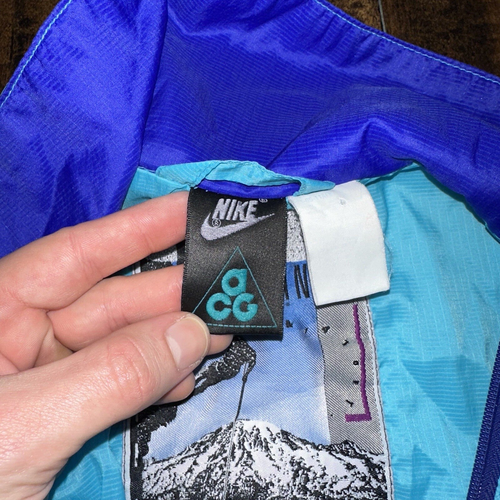 Vintage Nike ACG All Conditions Gear Windbreaker Jacket Coat 90s Blue Medium