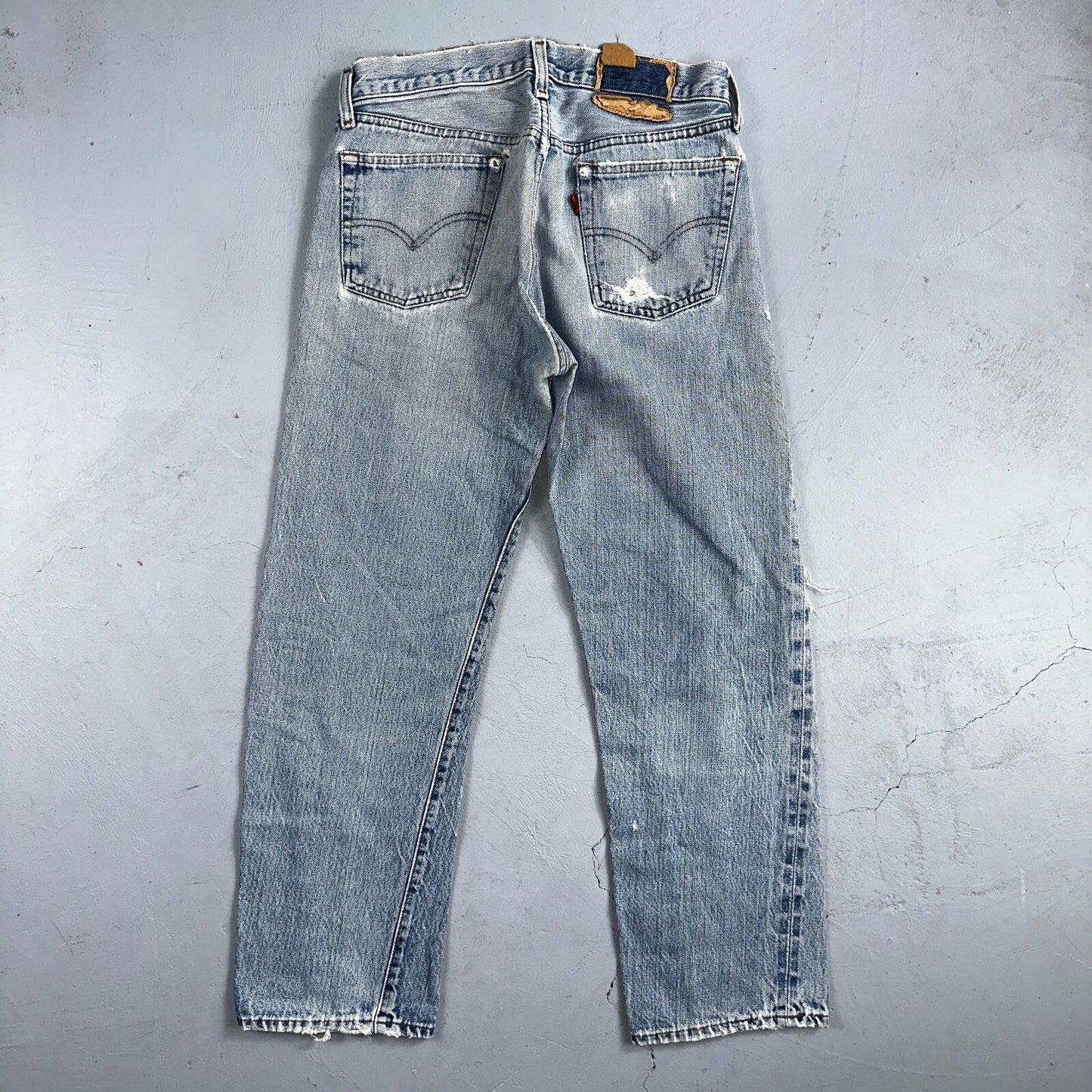 Levis 501 Vintage 80s Redline Selvedge USA XX Jeans Light Wash Thrashed Ac 28x26