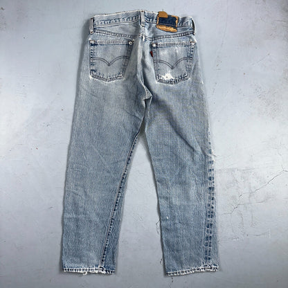Levis 501 Vintage 80s Redline Selvedge USA XX Jeans Light Wash Thrashed Ac 28x26