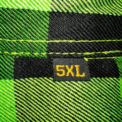 Demons Behind Me Men's Long Sleeve Button-Up Flannel Shirt Green/Black Size 5XL