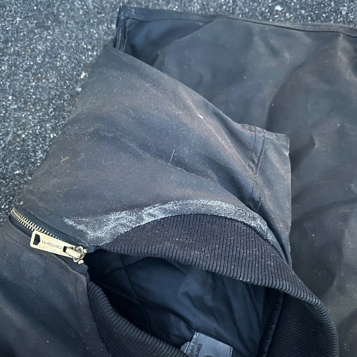 Vintage Woolrich Bomber Jacket Green USA Stained 90s Red Lining USED HEAVY