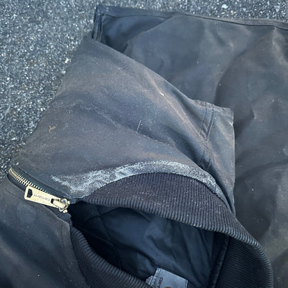 Vintage Woolrich Bomber Jacket Green USA Stained 90s Red Lining USED HEAVY