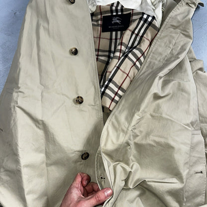 Burberrys VTG London Beige Nova Check Trench Coat Mens Size 44 Regular RARE!
