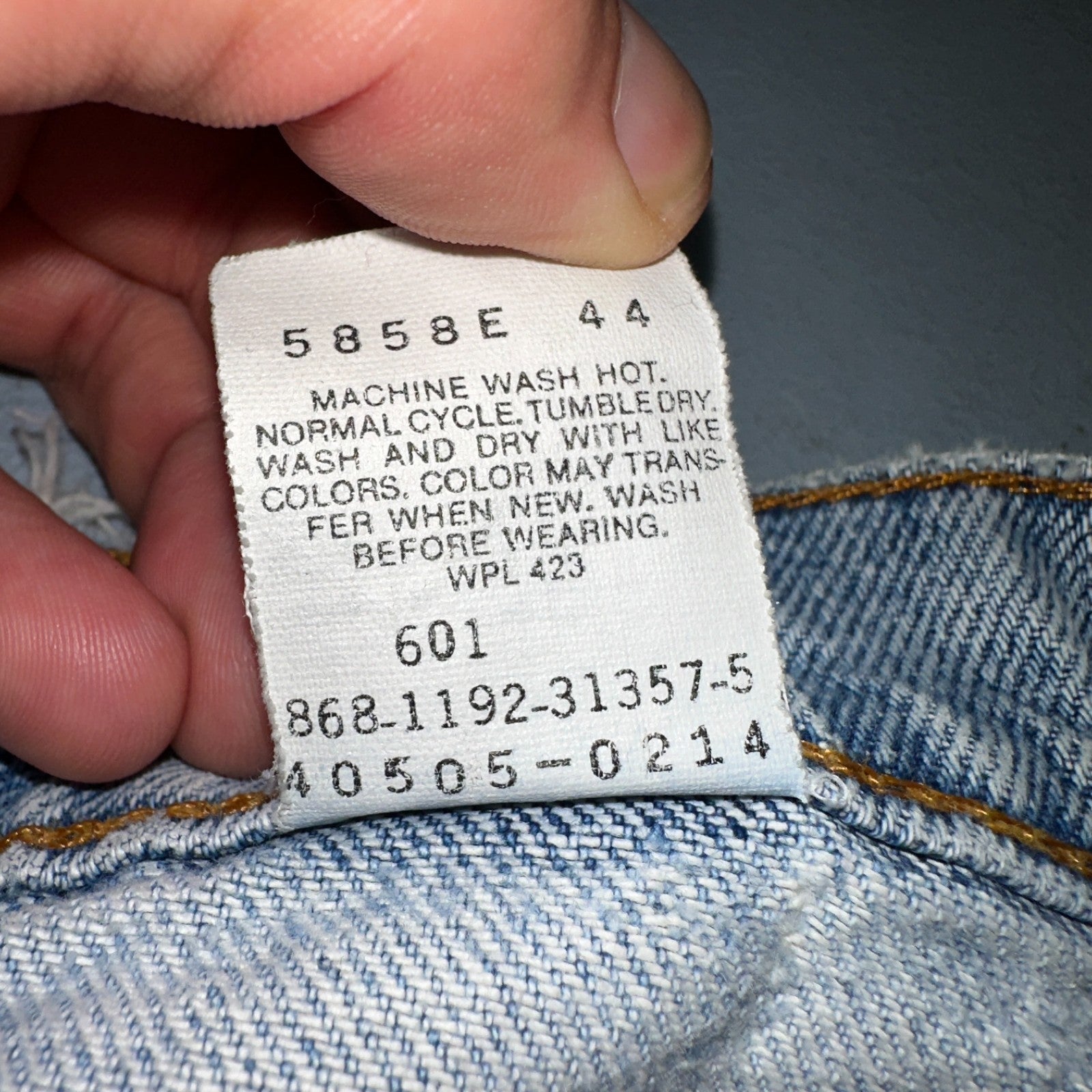 Levis 505 Vintage 90s Orange Tab Jeans 36x32 Thrashed Light Wash 501 Act 33x31