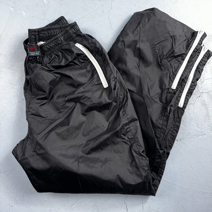 Nike VTG 90s Windbreaker Track Pants Ankle Zip Lined Black 1990s Essential