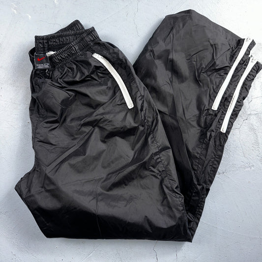 Nike VTG 90s Windbreaker Track Pants Ankle Zip Lined Black 1990s Essential