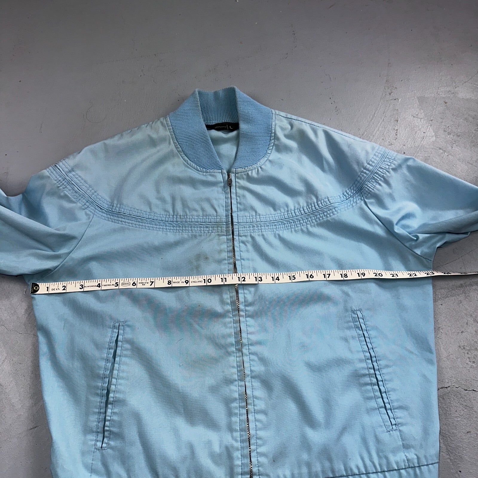 Vintage JC Penneys 70s Derby Jacket Sports USA Baby Blue Talon Bomber Large
