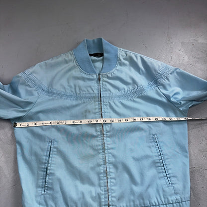 Vintage JC Penneys 70s Derby Jacket Sports USA Baby Blue Talon Bomber Large