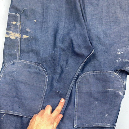 Vintage Sears Sanforized Denim Union Made Blue Jean Bib Overalls 36x28 60s