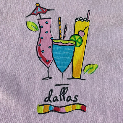 Dallas Texas Vintage T Shirt Drinks Alcohol Summer Beach Relax Vibe Hot Pink 90s
