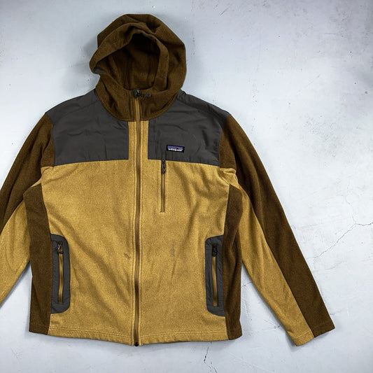 Patagonia Jacket Men's XL Tan Cedars Fleece Zip Chest Pocket Zipper Damaged