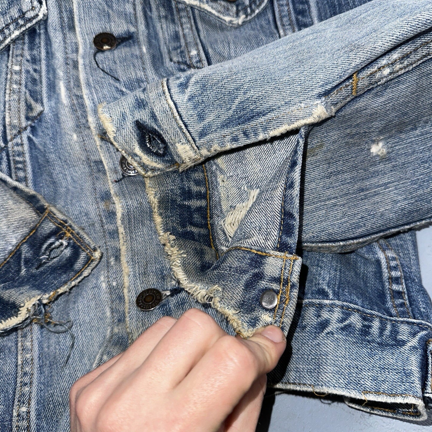 Levis VTG Denim Size 42 Type 3 III Trucker Jean Jacket Thrashed 1970s 70s Patch