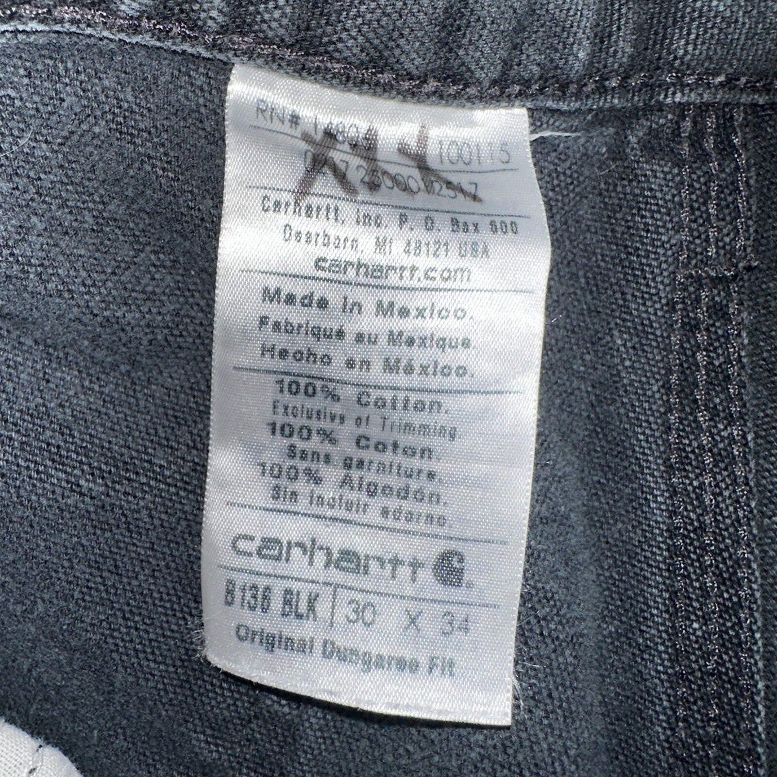 Carhartt VTG Double Knee Carpenter Pants Mexico B01 B136 BLK Black 30x34 A 27x31