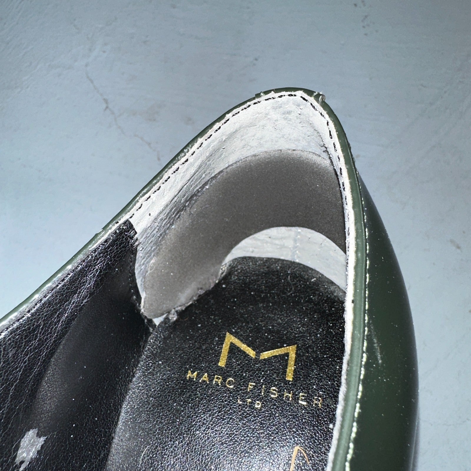 Marc Fisher Women's 10 Green Patent Leather Dress Shoes Boots Heel LACE MLETTA