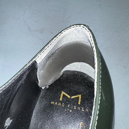 Marc Fisher Women's 10 Green Patent Leather Dress Shoes Boots Heel LACE MLETTA