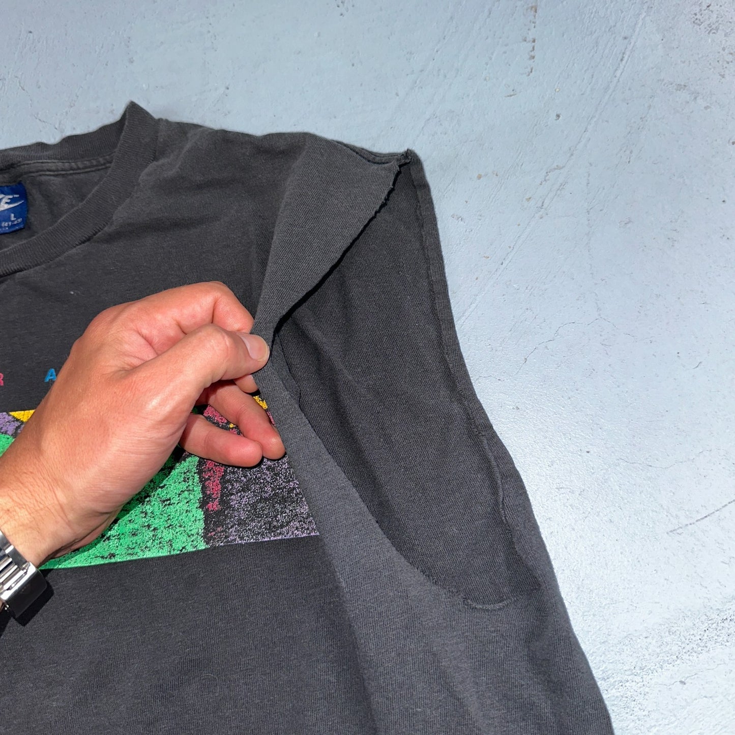 Nike Cross Training Gym Tank Top T Shirt 80s Faded Black USA 1980s Blue Tag