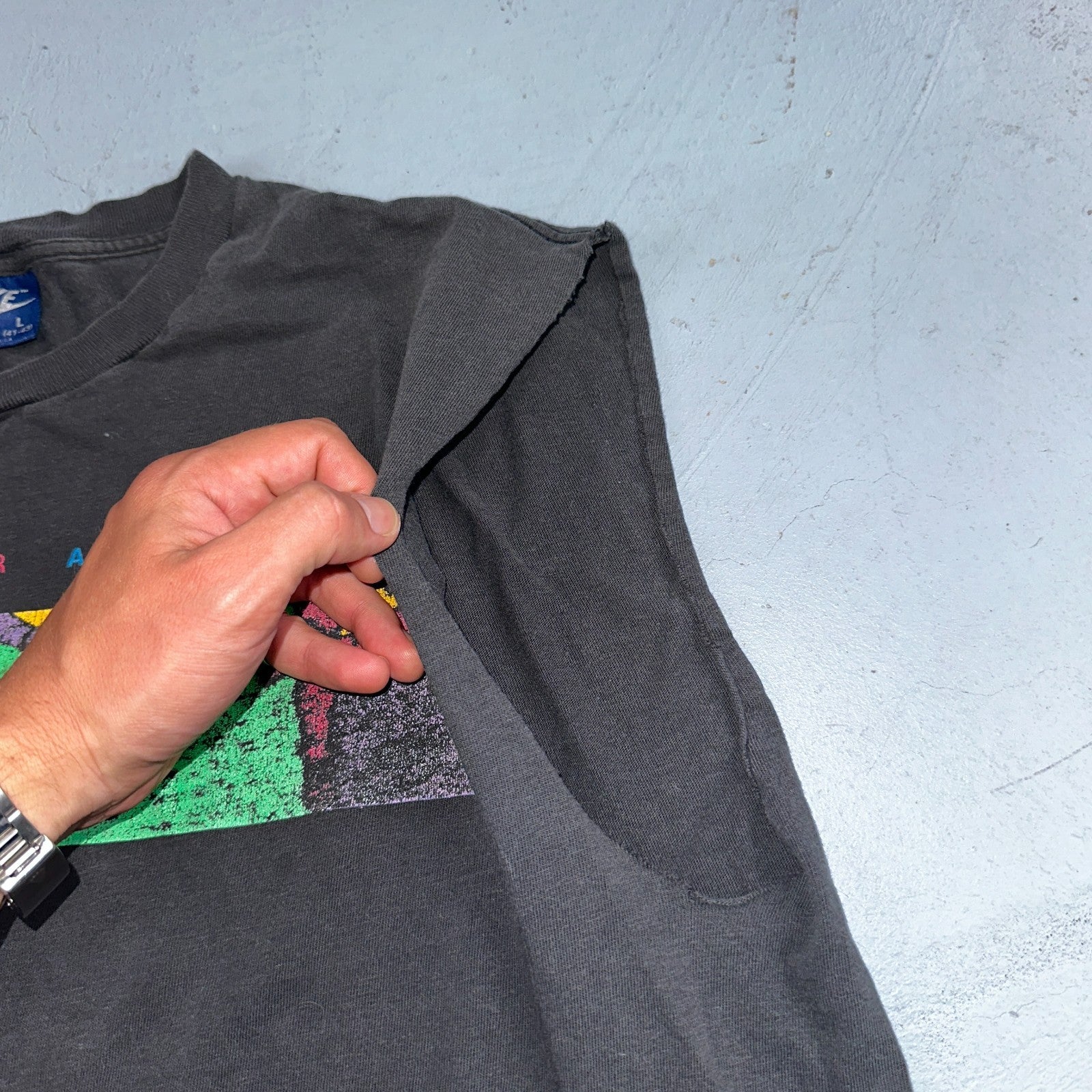 Nike Cross Training Gym Tank Top T Shirt 80s Faded Black USA 1980s Blue Tag