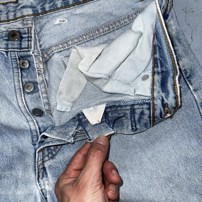 Levis 501 Vintage 90s Straight Leg Jeans 32x30 80s Light Wash Act 28x30 Thrashed