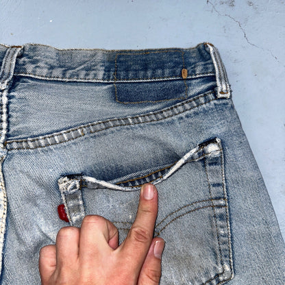 Levis 501 Vintage 80s Redline Selvedge USA XX Jeans Thrashed 33x33 Act 31x30