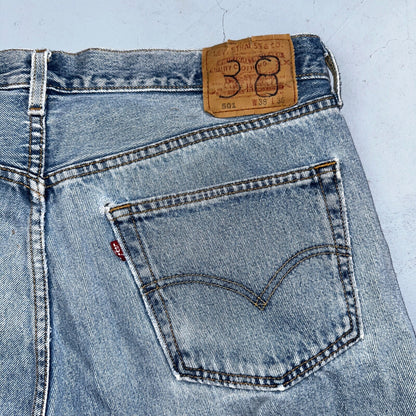 Levis 501 Vintage 90s Mexico Straight Leg Jeans 38x30 Y2K Light Wash Act 37x29